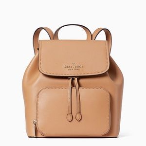 ♠️Kate Spade Darcy Leather Flap Backpack CLassic Saddle NWT